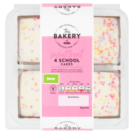 ASDA Vanilla, The Bakery At Sweet Treat School Cakes (4 pack)