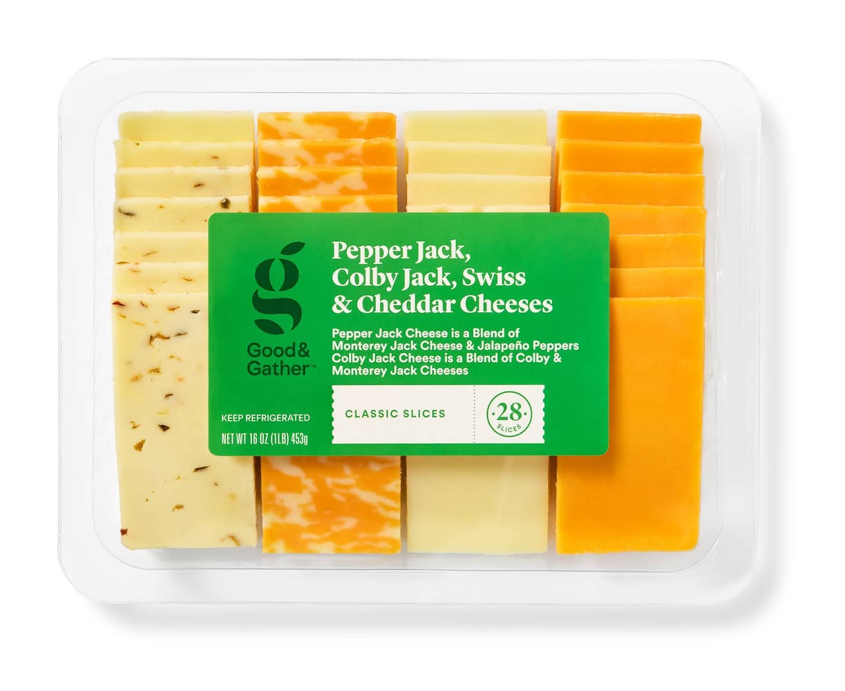 Good & Gather Pepper Jack Colby Jack Swiss & Cheddar Cheese Party Tray (16 oz, 28 ct)