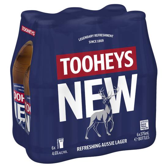 Tooheys New Lager Beer 6 pack, 375 mL