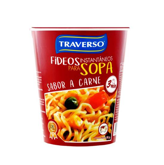 Traverso - Sopa instantanea fideos y carne - Pote 65 g