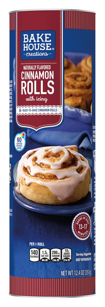 Bake House Creations Rolls With Icing, Cinnamon (12.4 oz, 8 ct)