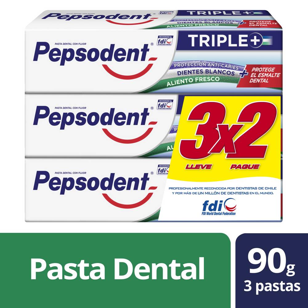 Pepsodent pasta dental triple+ (3 un)