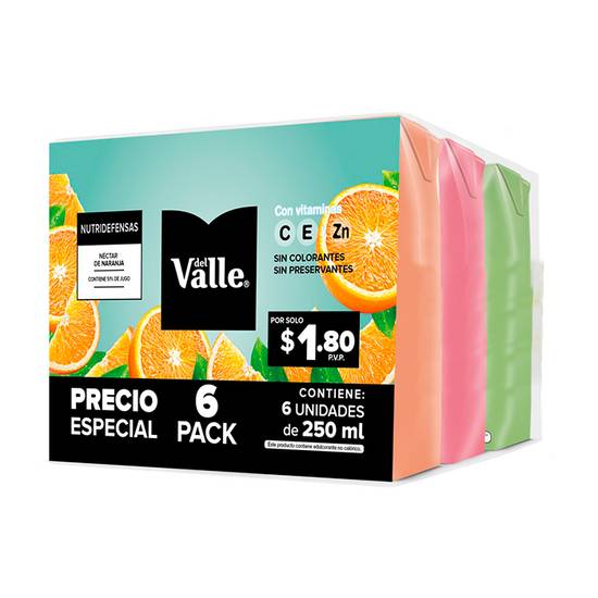 Pack X 6 Nectar Naranja Del Valle 250 Ml.