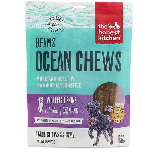 Beams Ocean Chews Wolffish Skins Large Dog Treats The Honest Kitchen 6 oz