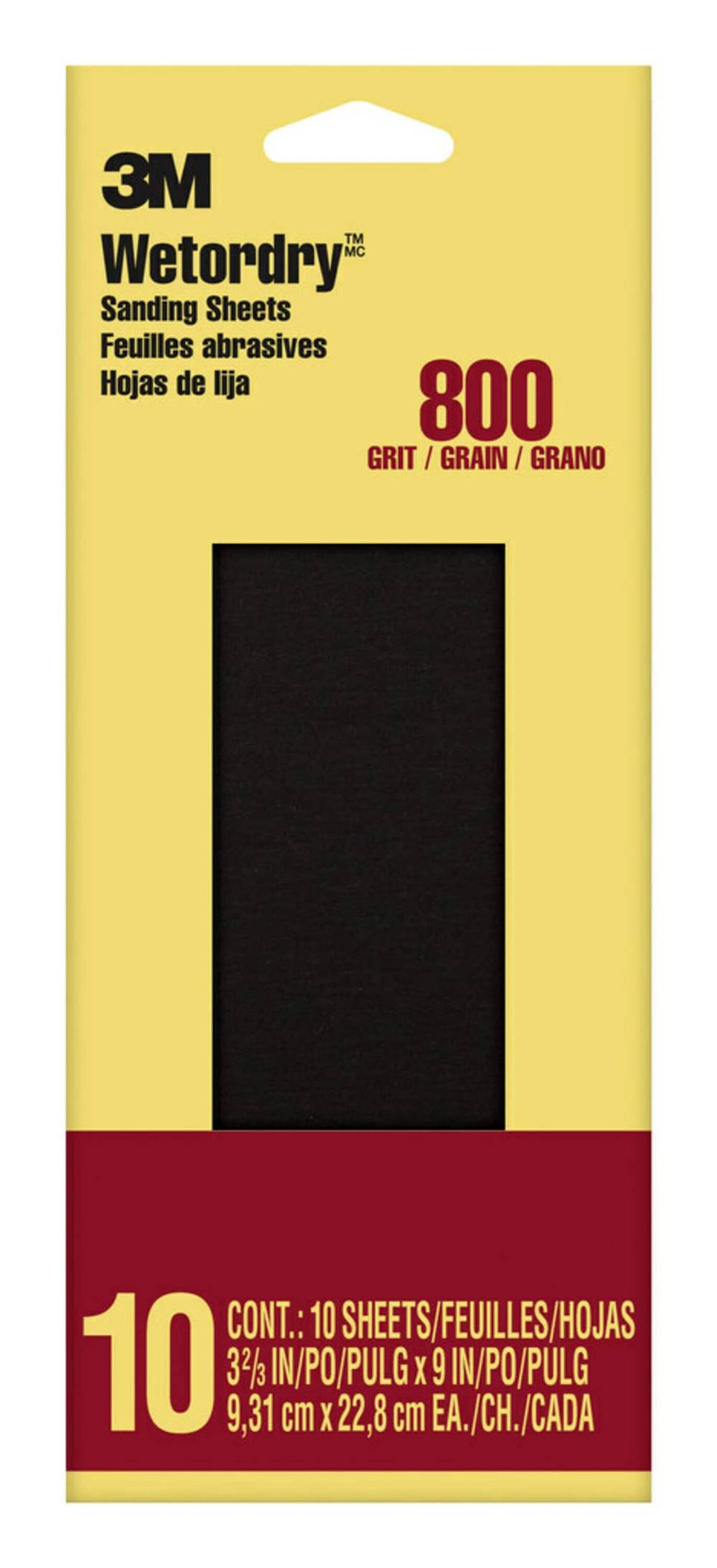 3M Wetordry Super Fine 800-Grit Sheet Sandpaper 3.66-in W x 9-in L 10-Pack | 5922-18-CC