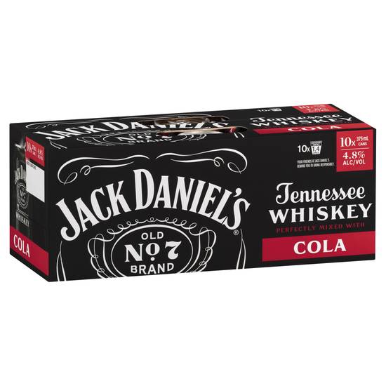 Jack Daniels & Cola Can 375mL  X 10 Pack