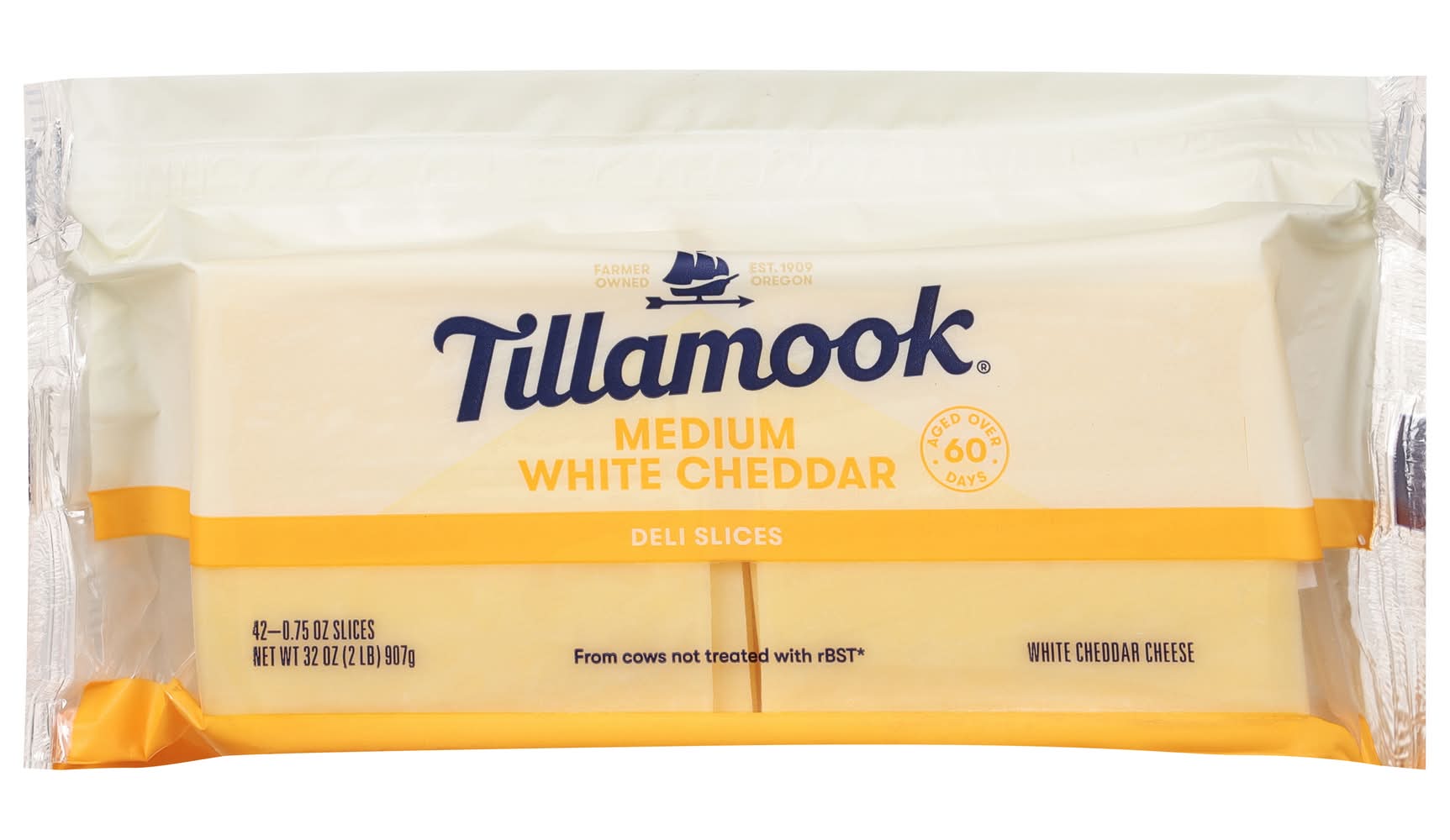 Tillamook Medium White Cheddar Cheese Slices (0.75 oz, 42 ct)