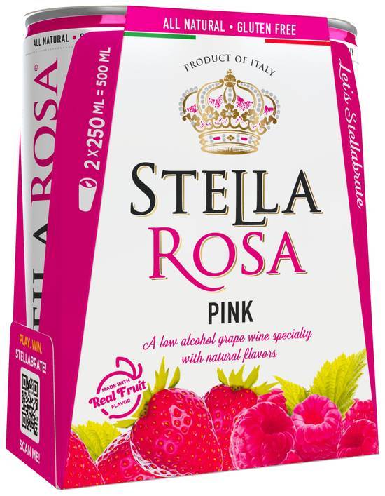 Stella Rosa Pink Semi-Sweet Rosé Wine (2x 250ml aluminum bottles)