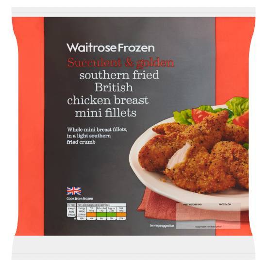 Waitrose & Partners Frozen Southern Fried British Chicken Breast Mini Fillets (380g)