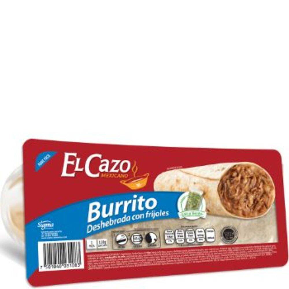 El cazo mexican · Burrito deshebrada con frijoles (110 g)