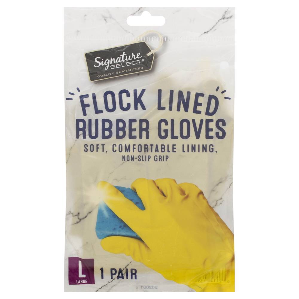 Signature Select Large Flock Lined Rubber Gloves (1.9 oz)