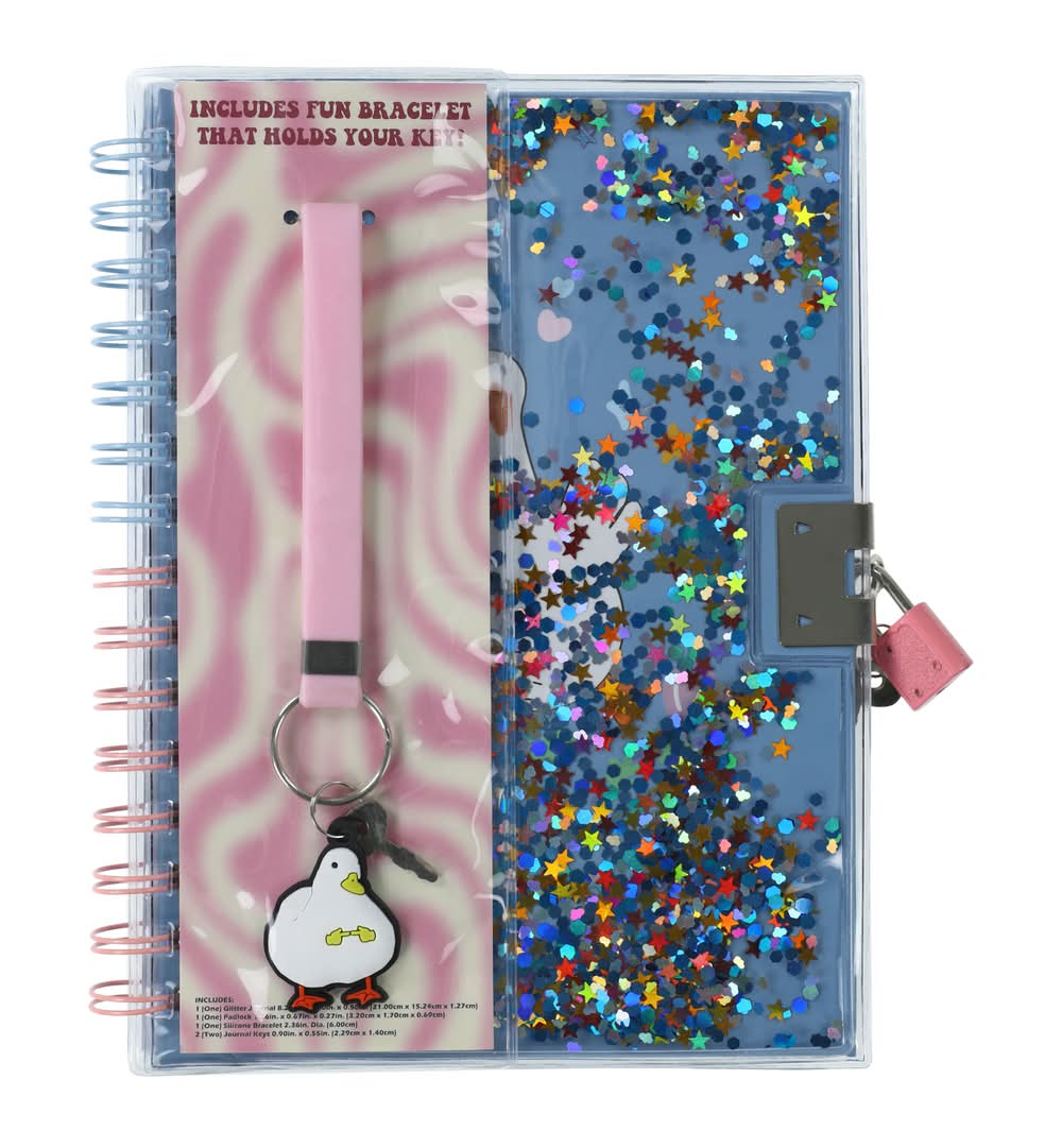 Animal Bracelet Glitter Journal With Key & Lock Goose
