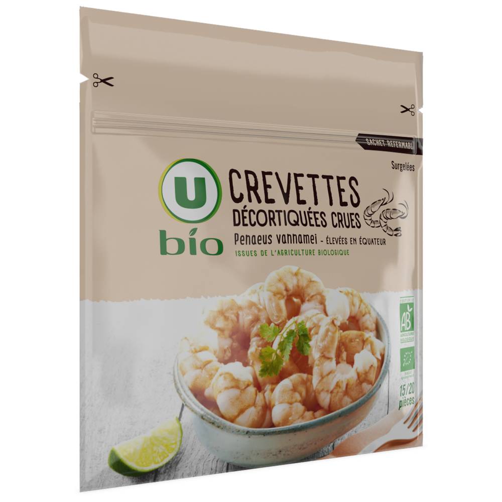 Les Produits U - Bio crevettes cres décortiquées (250g)