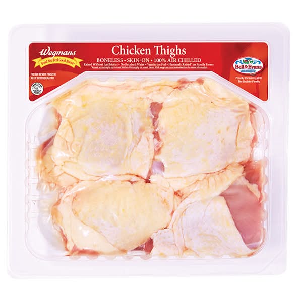 Wegmans Chicken Thighs- Boneless Skin-On- Raised without Antibiotics