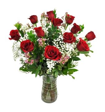 Floral Mother's Day Dozen Rose Vase Arrangement