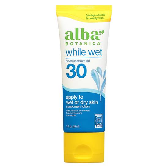 Alba Botanica While Wet Sunscreen Lotion Spf 30