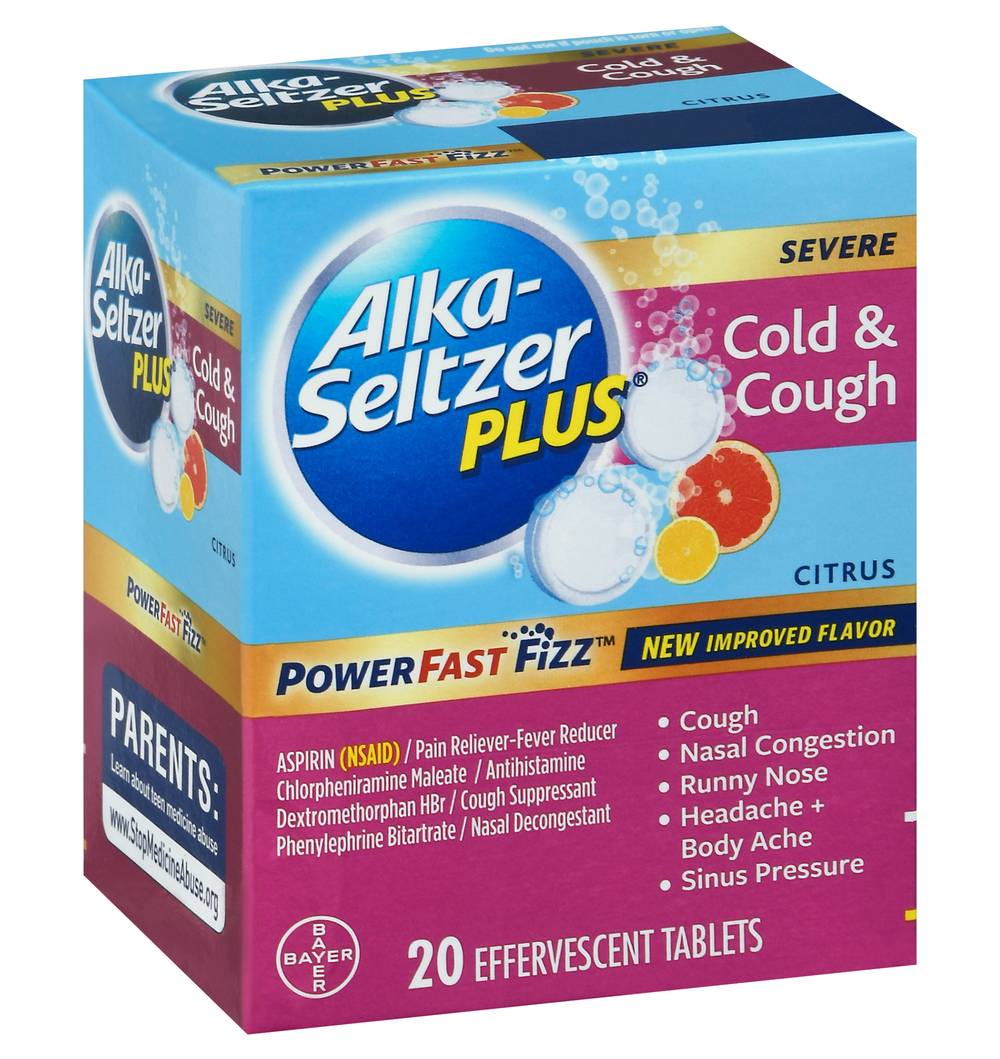 Alka-Seltzer Citrus Cold & Cough Effervescent Tablets (3.2 oz)