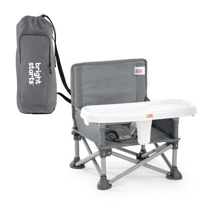 Bright Starts Pop N Sit Portable Booster Seat, Grey