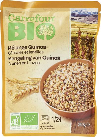 Mélange bio quinoa céréales et lentilles CARREFOUR BIO - le paquet de 250g
