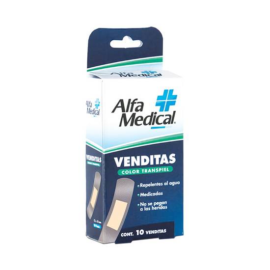 Alfa medical venditas adhesivas transpiel (10 piezas)