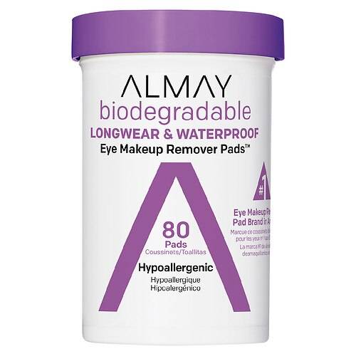 Almay Biodegradable Longwear & Waterproof Eye Makeup Remover Pads - 80.0 ea