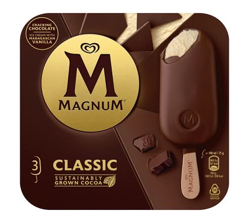 Magnum Madagascan Vanilla, Cracking Chocolate Classic Ice Cream Sticks (3 x 100ml)