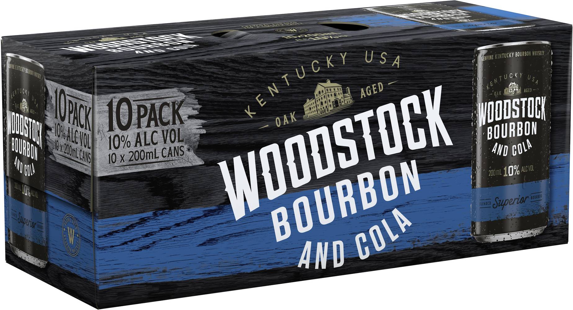 Woodstock Bourbon & Cola 10% Cans  200mL X 10 Pack