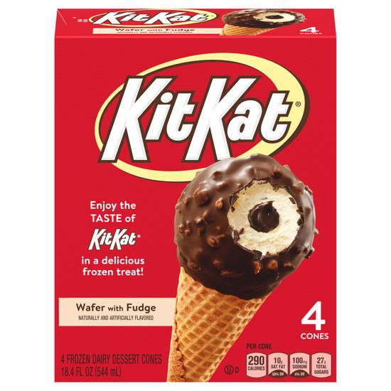 Kit Kat Wafer With Fudge Dairy Dessert Cones (4 ct)