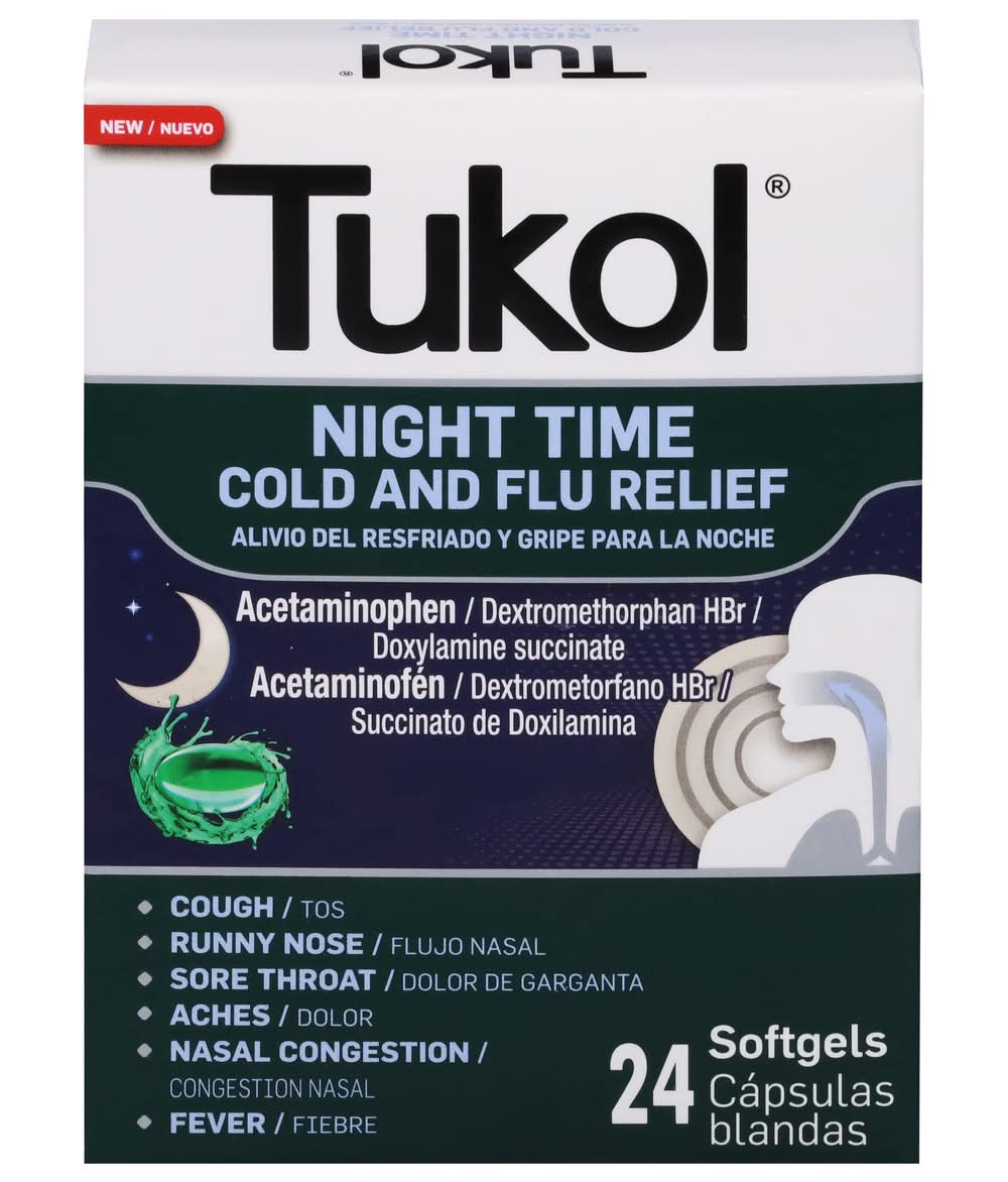 Tukol Night Time Cold and Flu Relief Softgels