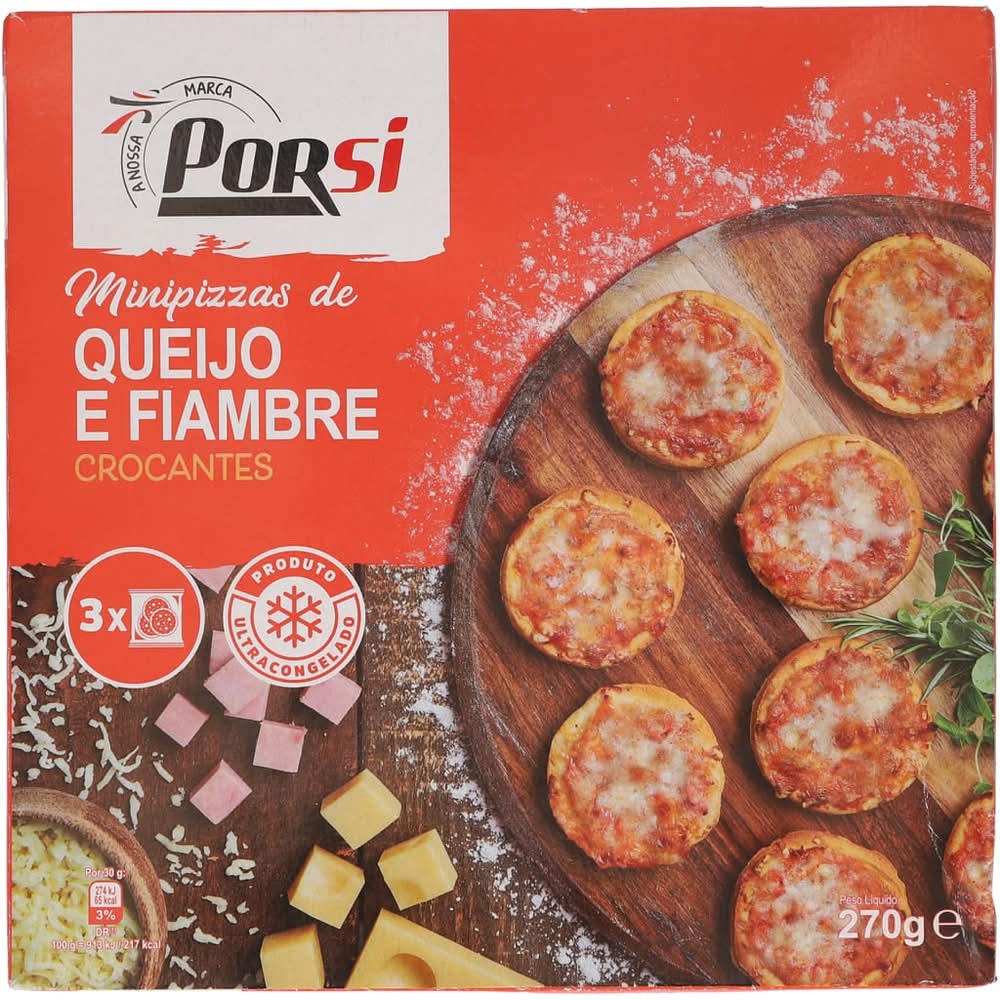 PorSi - Mini Pizzas Fiambre e Queijo, 9x30g