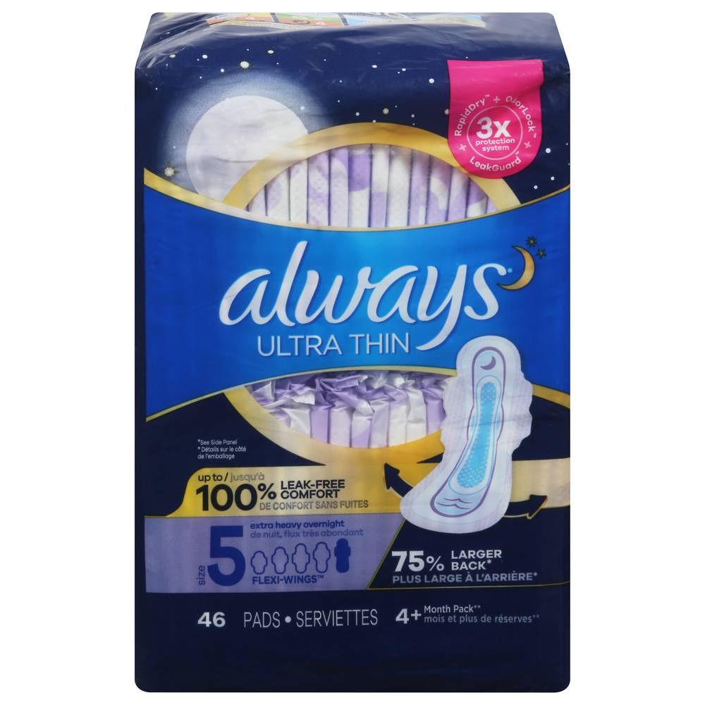 Always Ultra Thin Overnight Pads (46 ct)