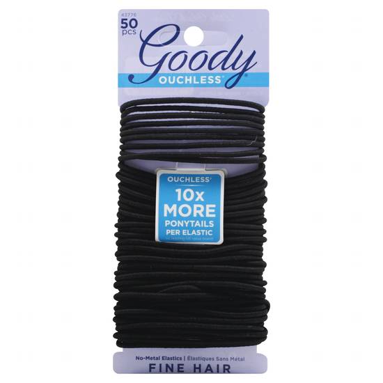 Goody Ouchless Fine Hair Black No-Metal Elastics (50 ct)