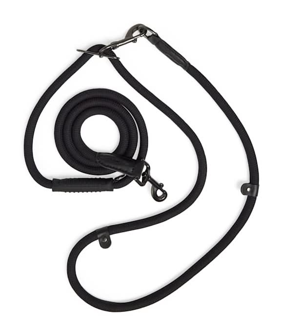 Reddy Hands-Free Rope Leash for Dogs, Black, 9-ft long, 5/8-in wide