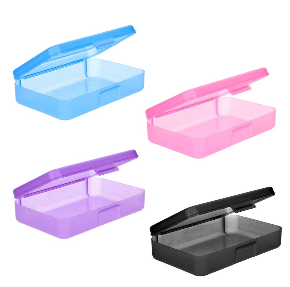 Plastic Glitter Pencil Boxes, 8x5x2.25 in.