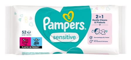 Pampers Sensitive 2 in 1 Gently Clean & Protects Baby Wipes (52 pack)