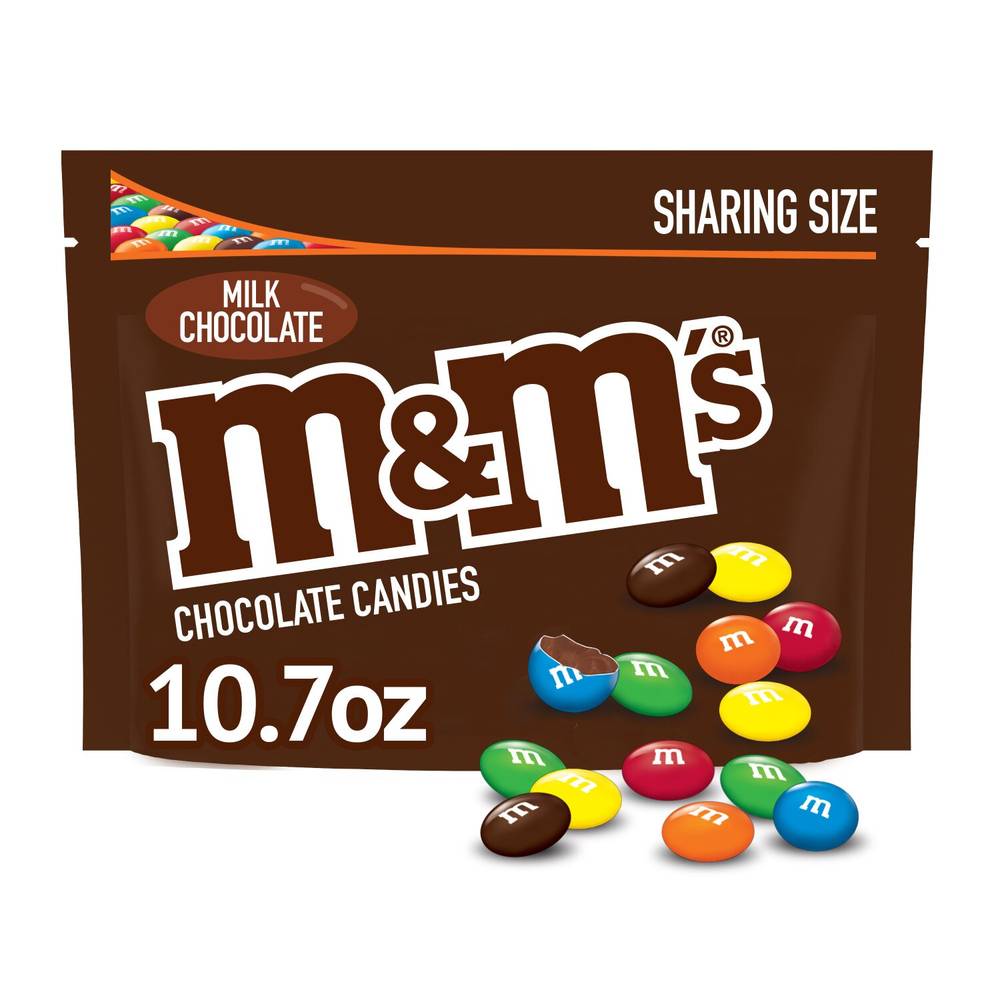 M&M'S Milk Chocolate Candy, Sharing Size, 10 oz Resealable Bag