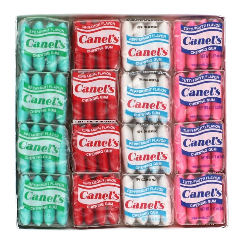 Canel's Fruit Flavored Chewing Gum, Peppermint Cinnamon Spearmint Tutti-Frutti (4 x 4 ct)