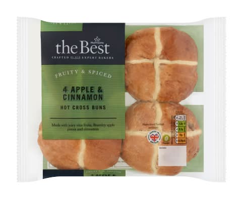 Morrisons the Best Bramley Hot Cross Buns (Apple-Cinnamon) (4 ct)