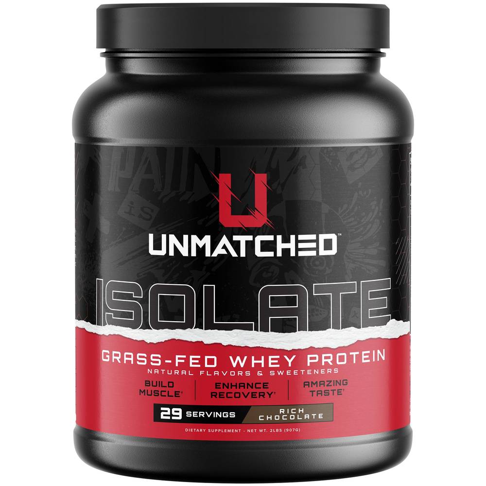 Unmatched Grass Fed Whey Protein Isolate, Rich Chocolate (2 lbs)