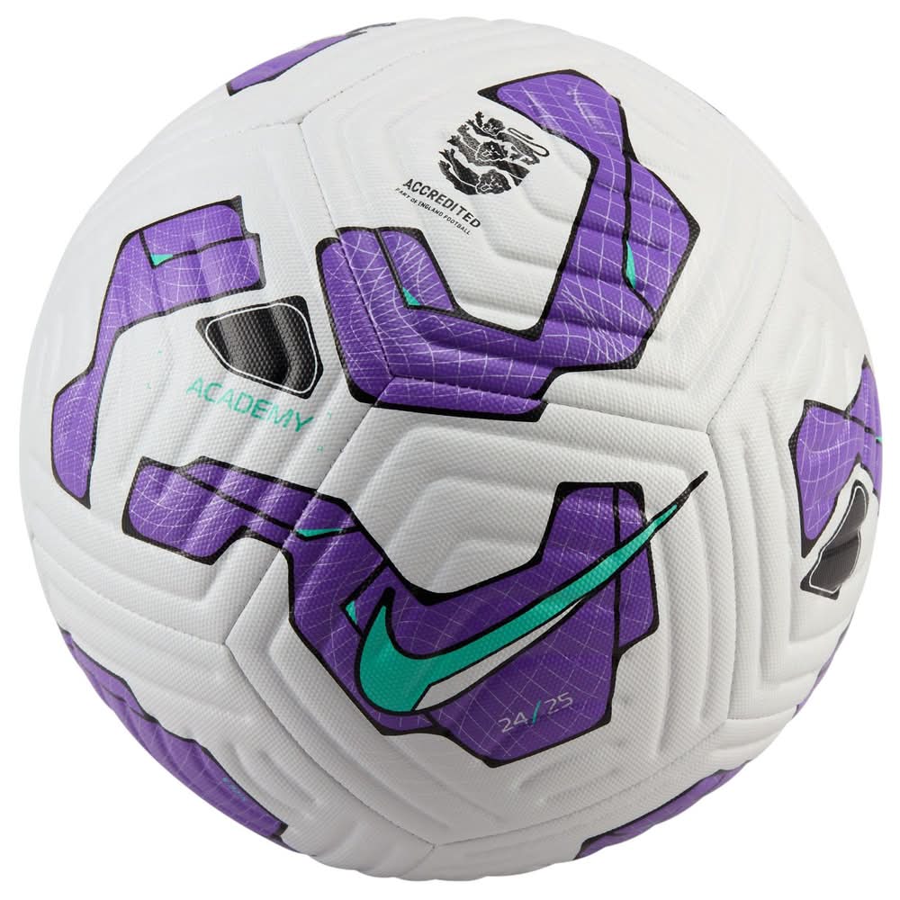 Nike Academy English Football Accredited Soccer Ball (White/Purple, 5)
