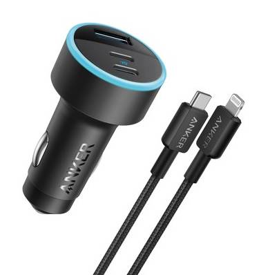 Anker 3 Port 67w Car Charger With Usb C Cable, Black