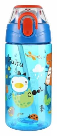 PUKU 400mL Tritan掀蓋運動吸管水壺 - 18.5x7cm, 深藍