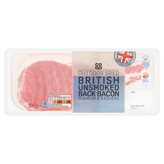 Co-op Outdoor Bred British Unsmoked Rindless Back Bacon 300g