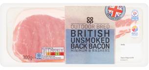 Co-op Outdoor Bred British Unsmoked Rindless Back Bacon 300g