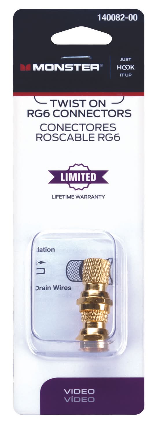 Monster Just Hook It Up Twist-On Rg6 Coaxial Connector 2 Pk
