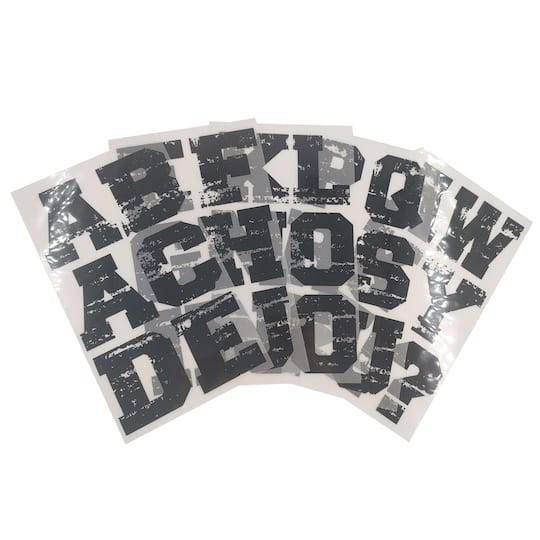 3" Iron-On Distressed Black Letters By Make Market