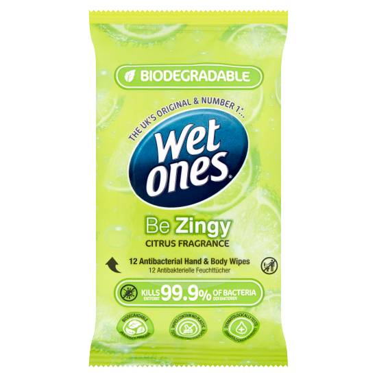 Wet Ones Be Zingy Citrus Fragrance Antibacterial Hand & Body Wipes