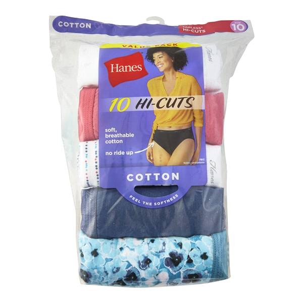 Hanes Women's Cotton Hi-Cut Panties