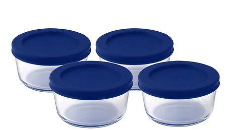 Pb Glass 4X236Ml Round  Containers