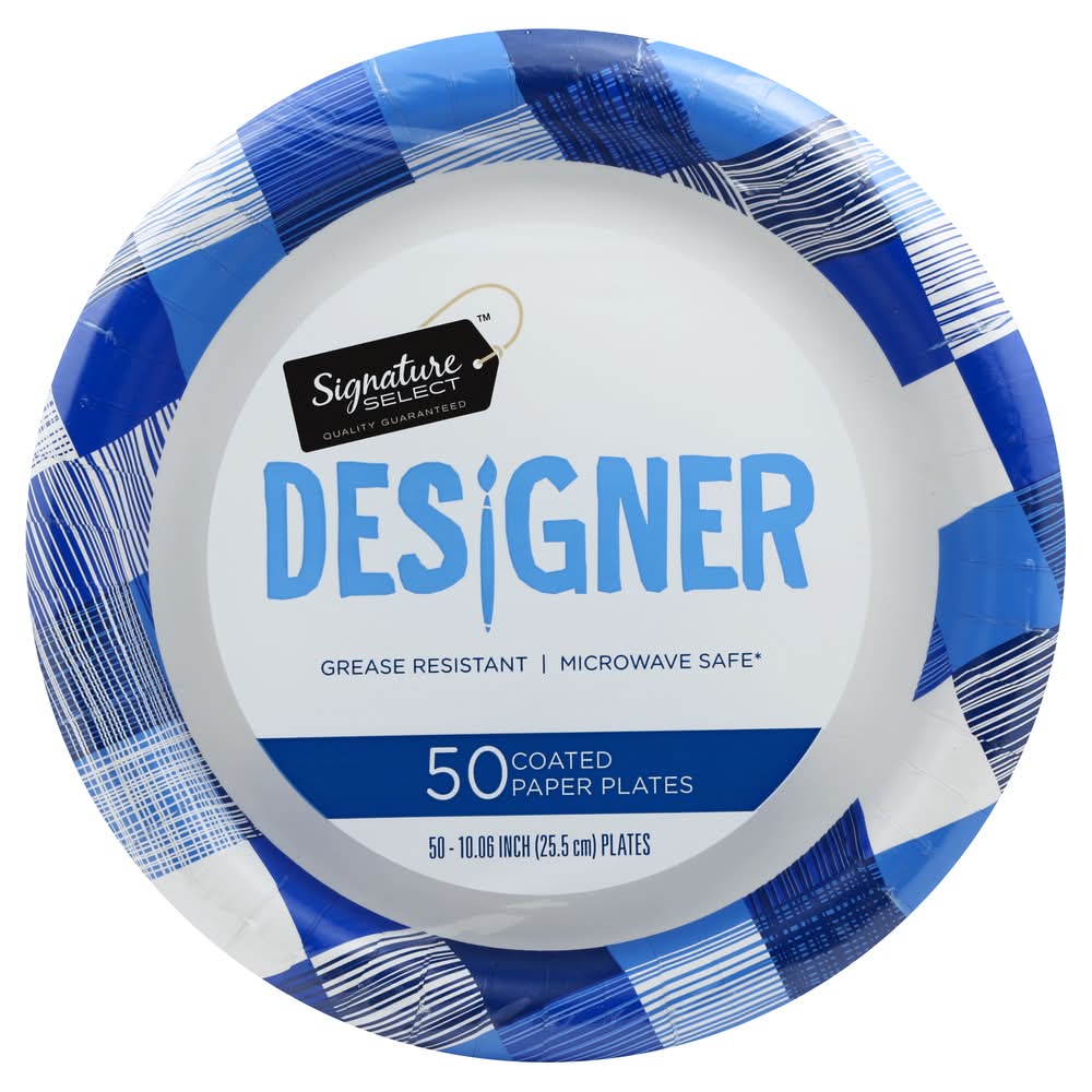 Signature Select Coated Paper Plates, 10.06 in (50 ct)